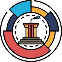 A colorful circle with a microphone and podium in the center vector