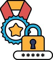 A gold star and a lock symbol are shown next to each other vector