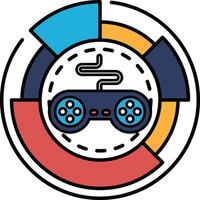 A colorful graphic of a game controller with a white background vector