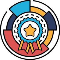 A colorful circle with a star in the center and a ribbon around it vector