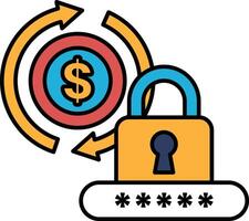 A graphic of a dollar sign with a keyhole and a lock on it vector