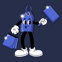 charming, vintage inspired blue and shining price tag character thats perfect for sales, promotions, or any shopping related marketing. vector