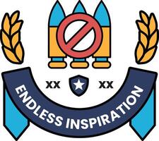A logo for Endless Inspiration features a banner with a star and three missiles vector