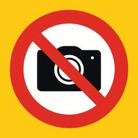 Do Not Take Pictures Warning Icon, Flat Camera with Red Circle Slash for Use in Restricted Zones, Events, or Legal Use Notices vector