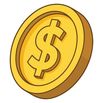 Shiny Gold Dollar Coin Illustration, Currency Icon for Fintech, Mobile Wallet, Banking App UI, Crypto Token, Financial Dashboard, and Digital Economy Projects vector