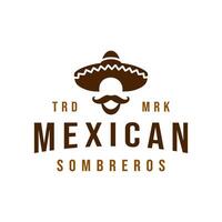 mexican sombrero man simple logo design stock template illustration vector