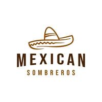 sombrero hat simple logo line art design template illustration vector