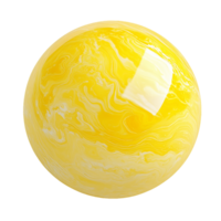 Abstract Yellow Swirling Marble Sphere on Transparent Background png