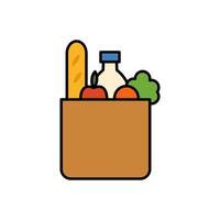 a grocery bag with food and bread in it vector