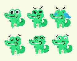 Crocodile Cute Characters In Different Pose and Activity Set vector