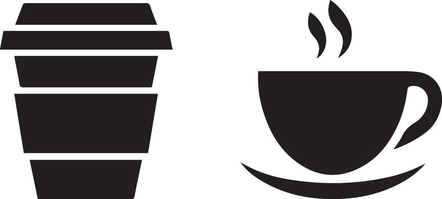 Silhouette Style Coffee Cup Icon Set