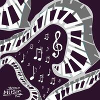 World Music Day concept design, June 21st. Poster,card, inventation for a holiday of music, musical festival, piano day, classical music or jazz festival vector