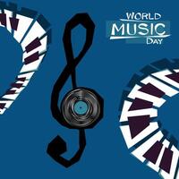 World Music Day concept design , June 21st. Poster, card, inventation for a holiday of music, musical festival, piano day, classical music or jazz festival vector