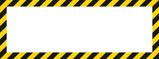 Image shows a rectangular border with black and yellow diagonal stripes, surrounding a blank white space in the center, creating a cautionary signal. vector
