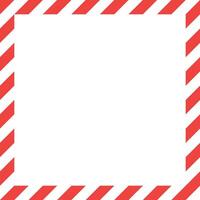 A white square is framed by a bold red and white diagonal striped border, creating a safety or warning design. The center space is left blank for customization. vector