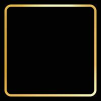 A classic square frame with a luxurious golden border and elegantly rounded corners stands out against a stark black background. Simple, stylish, and timeless aesthetic. vector