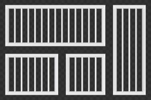 This image showcases a set of pristine white railings arranged in various sizes and orientations. The composition emphasizes clean lines against a checkered background. vector