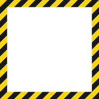A square frame featuring yellow and black diagonal stripes. The frame surrounds a blank white space, providing a canvas for text or designs. Modern template element. vector