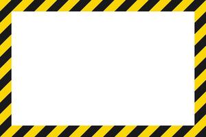 The image shows a rectangular frame with black and yellow diagonal stripes. The frame creates a blank white space, suitable for hazard warnings or alerts. vector