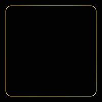 A square frame with rounded corners is set against a pure black backdrop. The frame has a golden color and could be used for text or presentation. vector