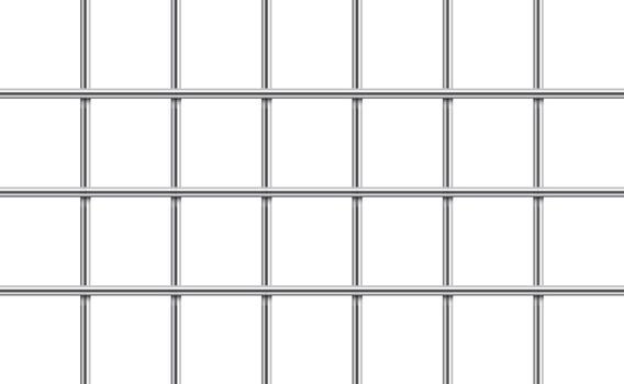 A detailed view of a metal grid on a white background. The grid features a repeating pattern of horizontal and vertical lines, forming a series of rectangular cells. vector