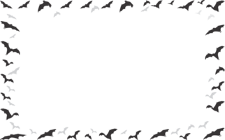 Frame bats halloween element. Bats silhouette transparent background png