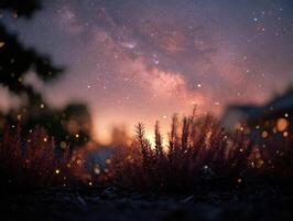 Fireflies Light Up An August Night In A Vegetable Patch photo
