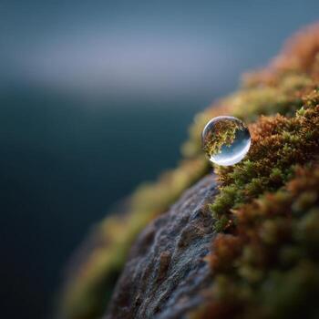 Macro Photograph Of A Water Drop On A Textured Stone photo
