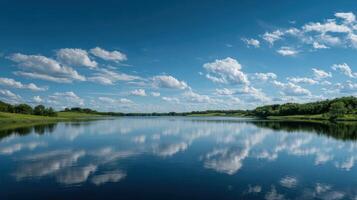 Inviting Reflections Of A Blue Sky On A Calm Lake photo