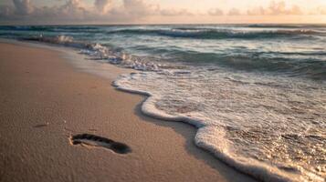 Footsteps On A Peaceful Tropical Shoreline photo