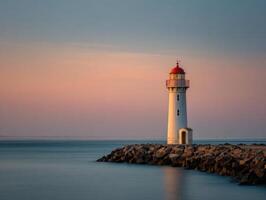 More Pastel Colors At A Tranquil Lighthouse Sunset photo