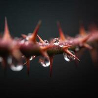 Natures Sharp Beauty Dew Droplets On A Thorny Stem photo