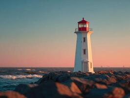Pastel Colors At A Tranquil Lighthouse Sunset photo