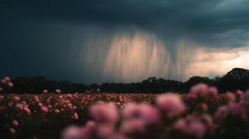 Rain Falling On A Distant Rose Garden Only photo