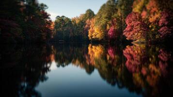 Picturesque Reflections On A Calm Lake In Autumn photo