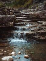 Peaceful Cascades With Multiple Levels On A River photo