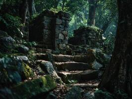 Old Structures Deep Inside A Lush Jungle photo