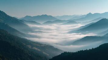 Strange Cloud Layer Trapped Within A Mountain Valley photo