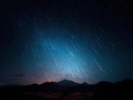 Streaks of Light from a Meteor Shower at Night photo