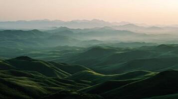 Sunrise Over A Green And Undulating Landscape photo