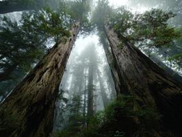 Tall Redwood Trees Showing Their Ancient Grandeur photo