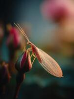 The Ethereal Visitor A Lacewing On A Rosebud photo