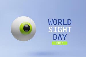 Futuristic 3D illustration of a floating eyeball with a bright green iris. Ideal for banners related to privacy, technology, security systems, eye tracking, or digital monitoring. vector