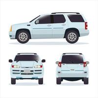 Blue SUV illustration from different angles vector
