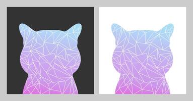 Abstract Cat silhouette with crystal pattern. Crystal cat silhouette vector