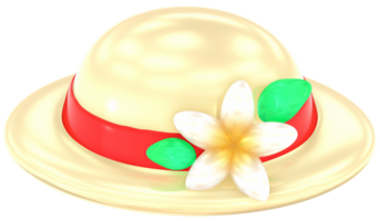 Sun hat 3D summer illustration with colorful png