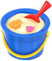 Sand bucket toy 3D summer illustration with colorful png