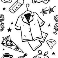 Bachelorette party seamless pattern tile, girls night party hand drawn line art pattern vector