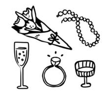 Whimsical bachelorette party set, girls night party bundle vector
