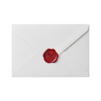 Elegant white envelope with red wax seal png